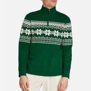POLO RALPH LAUREN Green Snowflake Estate Rib 1/4 Zip Sweater Men's Size XXL